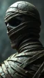 Placeholder: Busch painting style nightmare, a zoomed rear view of the mummy by his face skin is a rusted broken metallic skin texture in a 3d rendering full-height image of a grim and dark scene. Ensure the final images exhibit the utmost quality, encompassing 4K, 8K, and 64K resolutions, with 3D rendering that manifests in photorealistic, hyperrealistic, and highly detailed representations. Employ techniques such as HDR, UHD,