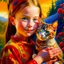 Placeholder: A girl and her cat inspirational styles - Pointillism, Realism and Fauvism