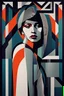 Placeholder: A close-up portrait in a geometric style with hard edges and sharply contrasting colors.