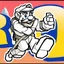 Placeholder: Male Fantasy RPG character, chaabi kawaii Mario proportions, lord of the rings inspiration, Vandyke beard, with a long ribbon held out in front as he runs from behind a large rock at an angle, isometric game
