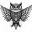 Placeholder: owl with stretched open wings tattoo drawing
