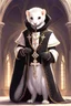 Placeholder: (anthropomorphic white ferret),dressed in ((cleric fantasy)) black clothes with silver holy ornaments, realistic anatomy, posing, cute face, fantasy inspire, fantasy church on background with warm sunshine lighty from behind, gloomy atmosphere, (((high angle shot))), purple armband, The holy icon style, RTX, praying, close eyes