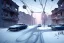 Placeholder: Michigan, streets of detroit, slums, snow, winter , run down, residental homes , destroyed buildings, unity, scriptable render pipeline , blue tone, volumetric lighting.