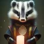 Placeholder: a cute litte badger wearing Hanfu, holding a large candle, BK complex detail, cinema, reality, detail, octane rendering, stoic cinematic 4k epic detailed photograph shot on kodak detailed bokeh cinematic hbo dark moody 8k, 85mm f/16 by leica