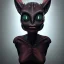 Placeholder: female alien, alien portrait, portrair, alien head, alien face, big eyes, smile, black lipstick and black eyliner, si-fi, happy, 8k resolution, high-quality, fine-detail, fantasy, incredibly detailed, ultra high resolution, 8k, complex 3d render, cinema 4d