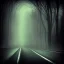 Placeholder: dark road with a small house music cover