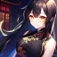 Placeholder: girl, masterpiece, best quality, volumetric lighting, detailed outfit, perfect eyes, long hair, black hair, golden eyes, chinese clothes, black stockings,