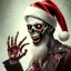 Placeholder: Dark, horror, blood, guts, detail, Santa, zombie, close up head