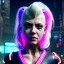 Placeholder: Actress, young Katheryn Winnick, android woman, glow eyes, glow circuits in face, glow painted face, shaved hair, ghost in the shell, samurai coat, katana, elastic bodysuit, cyber punk, neon ambient, sparks, fog, rain, army, bamboo, blood, portrait, gradient background, unreal engine 5, soft color, 16 bit, god lights, ray tracing, RTX, lumen lighting, ultra deatail, volumetric lighting, 3d, finely drawn, hd.