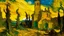 Placeholder: Yellow light lawful heavenly ruins painted by Vincent van Gogh