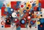 Placeholder: abstract painting without theme oil random brush on white red backround Klimt mix Kandinsky mix Van Gogh mix Malevich colors