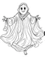 Placeholder: outline art for halloween coloring pages for kids with ghost , white background, Sketch style, full body, only use outline, clean line art, white background, no shadows and clear and well outlined, coloring page for kids,