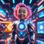 Placeholder: (masterpiece, best quality, 8k, RAW photo, beautiful and aesthetic:1.2), complex detail, Indirect light, photorealistic, (((full body))), Cosmic Baby corp boss style smiling, colorfull Sci-Fi environment