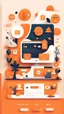 Placeholder: illustrations with a simple art style that show home page for spot use orange color and minimal