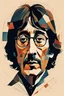 Placeholder: a highly detailed, abstract flat geometric portrait illustration of John Lennon in the minimalist style of Willi Baumeister, Federico Babina and Petros Afshar, sharply detailed and finely lined, in vibrant natural colors