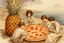 Placeholder: Italian men and women sitting around a pineapple pizza, watching in horror beautiful intricate, soft delicate watercolor, dramatic, perfect composition, by Arthur Rackham Modifiers: highly detailed intricate very attractive beautiful fantastic view watercolor Arthur Rackham Jean-Baptiste Monge Egon Schiele muted tones professional Enki Bilal patchwork watercolor and ink Xuan Loc Xuan