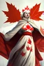 Placeholder: female genie covered in maple leaf robes protecting Canada from russian bombers