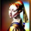 Placeholder: watercolor Portrait of a redhead long hair woman green eyes beautiful voluptous smiling 15th century by JOHANNES VERMEER Ingres 8k