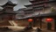 Placeholder: ancient, fantasy, chinese town, dune, crater, sand strom, destroyed chinese houses