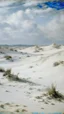 Placeholder: A white desert with spewing sand painted by Gustave Courbet