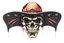 Placeholder: front facing skull (angry, wearing a wide confederate hat), airbrush on white background'
