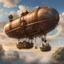 Placeholder: steampunk medieval airships outside a vast castle, magically powered, leather hot air balloons, evening time , sun set, blue sky, dynamic white clouds, magnificent, vibrant, hdr, 4k, 8k, watercolour , low angle shot, aesthetic, Mysterious sketch