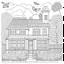 Placeholder: GARDEN HOUSE, "Garden House Seasons: Experience the beauty of every season, full view, realistic, coloring page, only draw lines, coloring book, clean line art, wildlife-inspired, kid style, –no sketch, color, –ar 3:4, white background, minimalistic black lines, 8k, minimal black color, low level black colors, coloring page, use pure black and white colors, avoid thick black colors, thin black line art, avoid colors, perfect shape, perfect clear lines, clear edges,