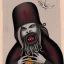 Placeholder: Vampire with yellow eyes with fleshy tentacle beard grey skin and vampire fangs and vampire bat nose as a Russian Orthodox