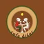 Placeholder: A circular logo for a cafe called (cofe didar) with a distinctive green border, in the center of which are two people with heads shaped like coffee cups sitting at a table for two, drinking coffee, and a light above their heads.