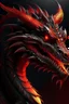 Placeholder: Ultra realistic dragon dark skin with red highlights dark fantasy fiery background