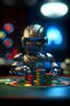 Placeholder: portrait cute chatbot ninja wins in poker, photo-realistic, shot on Hasselblad h6d-400c, zeiss prime lens, bokeh like f/0.8, tilt-shift lens 8k, high detail, smooth render, down-light, unreal engine 5, cinema 4d, HDR