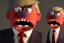 Placeholder: Angry muppet trump in suit, looking forward, face, eyebrows