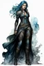 Placeholder: create an iconic female fantasy full body RPG character illustration with highly detailed facial features in the art style of Wayne Reynolds, ink wash and watercolor, 8k, ArtStation, DeviantArt