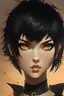 Placeholder: waifu pelo corto ojos ambar pelinegra con colmillos