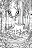 Placeholder: coloring page, deer in the woods, cartoon style, thick lines, low detail, no shading