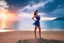 Placeholder: very nice real face beautiful sexy roman with make up at the beach standing pose in a short lace dark blue and silver dress, full body, 3D cloudy sky volumetric nice clouds 8k sharp focus,sunset,golden hour