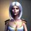 Placeholder: xena, 60 years old white hair, formal dress smiling