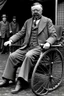 Placeholder: President Theodore Roosevelt pictured in a wheel chair with no legs and a third arm shaped like an atomic bomb