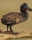 Placeholder: John James Audubon-like illustration of a fully uncropped Dodo bird and a Platypus in a landscape of warm yellows, warm reds, and warm blues