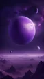 Placeholder: A purple planet from afar, with a night sky full of stars around it