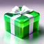 Placeholder: green jelly gift box, with white bow ribbon, rounded 3d