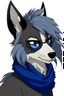 Placeholder: anthropomorphic fursona base, female wolf, hair that's flipped to the left side, fur Colors black and dark blue, glasses, piercings on both ears