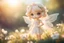 Placeholder: cute chibi lace fairy, flowers, in sunshine, ethereal, cinematic postprocessing, dof, bokeh