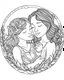 Placeholder: mother with his daughter loving mothers Day coloring page