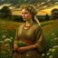 Placeholder: Scandinavian women, midsummers eve, traditional, pagan, painted, digital painting, 24k, high resolution, highly detailed, ornate, meadow with flowers and trees, art by Manuel Sanjulian