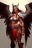 Placeholder: female barbarian dnd character with large wings