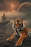 Placeholder: colored photo,tiger,alien landscape