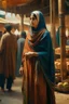 Placeholder: oriental arabic woman standing in market painting