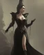 Placeholder: old evil queen in black leather gown, femme fatale, volouptous, busty, cleavage, angry, emperious, 8k resolution concept art portrait by Greg Rutkowski,