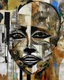 Placeholder: an extreme abstract acrylic and ink and battered paper photo collage poster of an unexpected mentioned in an arafed improbability made of misunderstanding with a checkered juxtaposition, claustrophobic liminal space, vague resemblances of curved twisting stylized head wearing tribal mask, tribal patterns, memories of negative space, amazing reflections, amazing curves, amazing transparency, split vibe, double exposure influence, heavy zigzag vibe, side view, noir automation, retrofuturism, overs